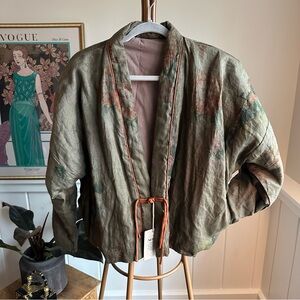 Elegant Olive Green Women's Kimono Style Jacket